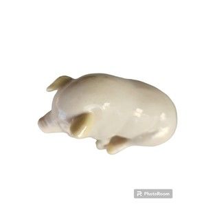 Belleek Vintage Porcelain Pig Figurine Ireland 4 Inches